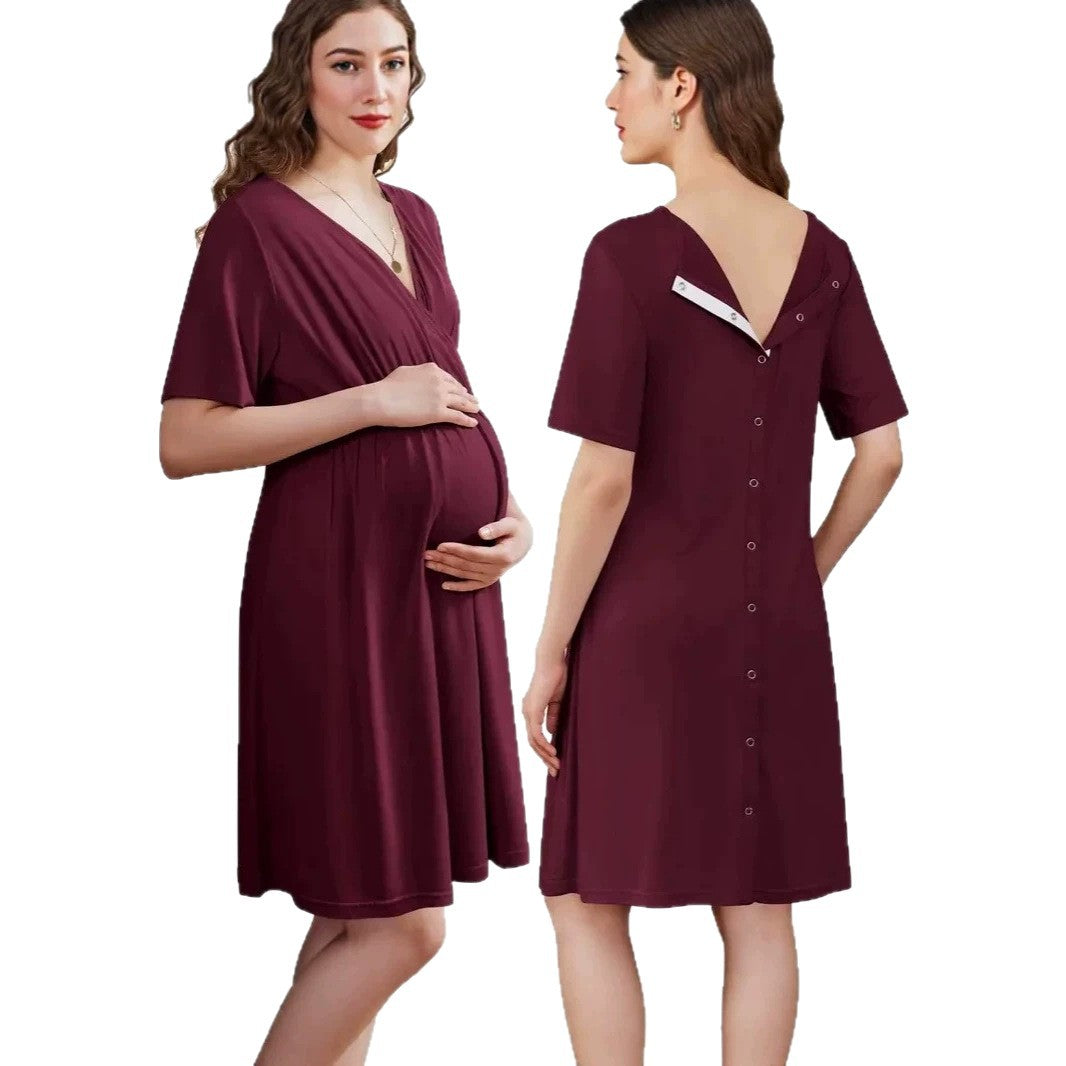 Loose V-Neck Short Sleeve Dress