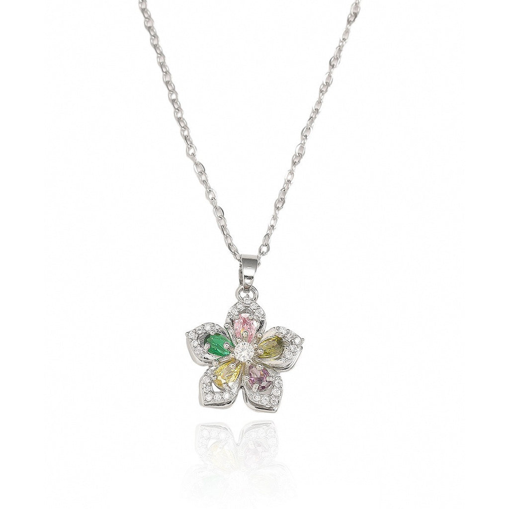 Rotating Bauhinia Flower Zircon Necklace