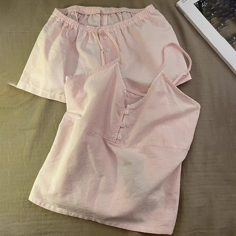 Womens Cloud Cotton Suspender Pajama Set