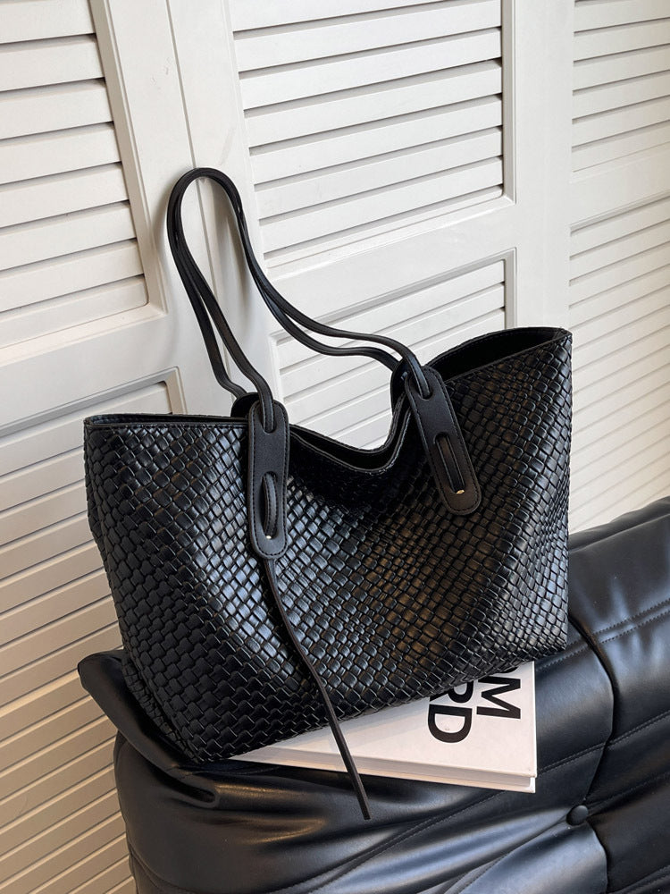 Woven Shoulder Tote Bag