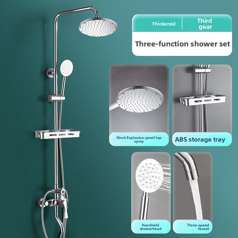 Four-Speed Chrome Shower Head Set with Multiple Spray Modes