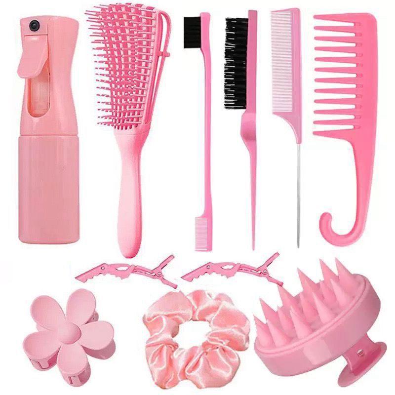 Hair Styling Comb Set with Spray Bottle and Eyebrow Brush
