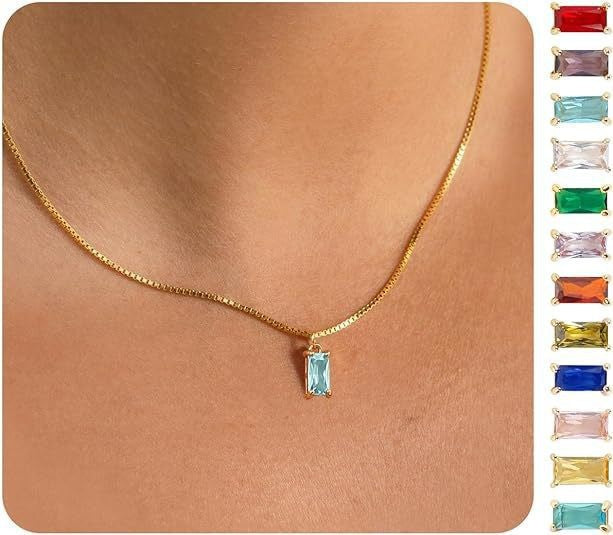 Gold-Plated Imitation Gold December Birthstone Birthstone Pendant Necklace