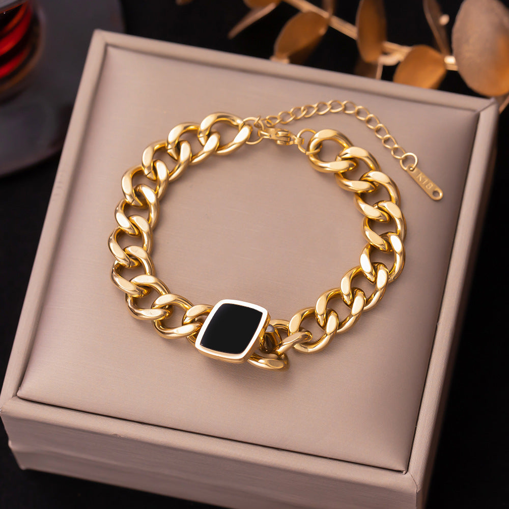 Women's Titanium Steel Inlaid Charm Bracelet Versatile Fashion Jewelry