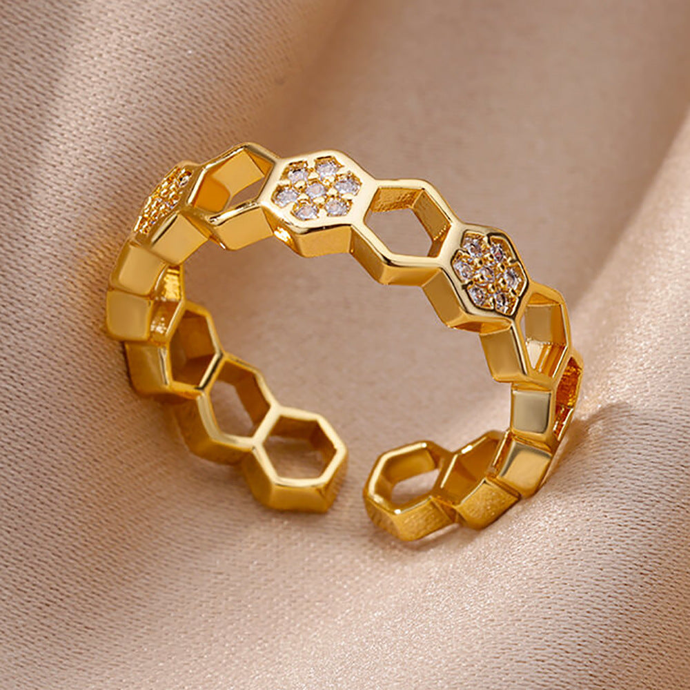 Gold Plated Zircon Open Ring