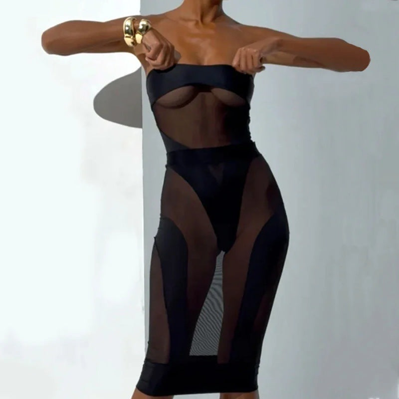 Perspective mesh jumpsuit