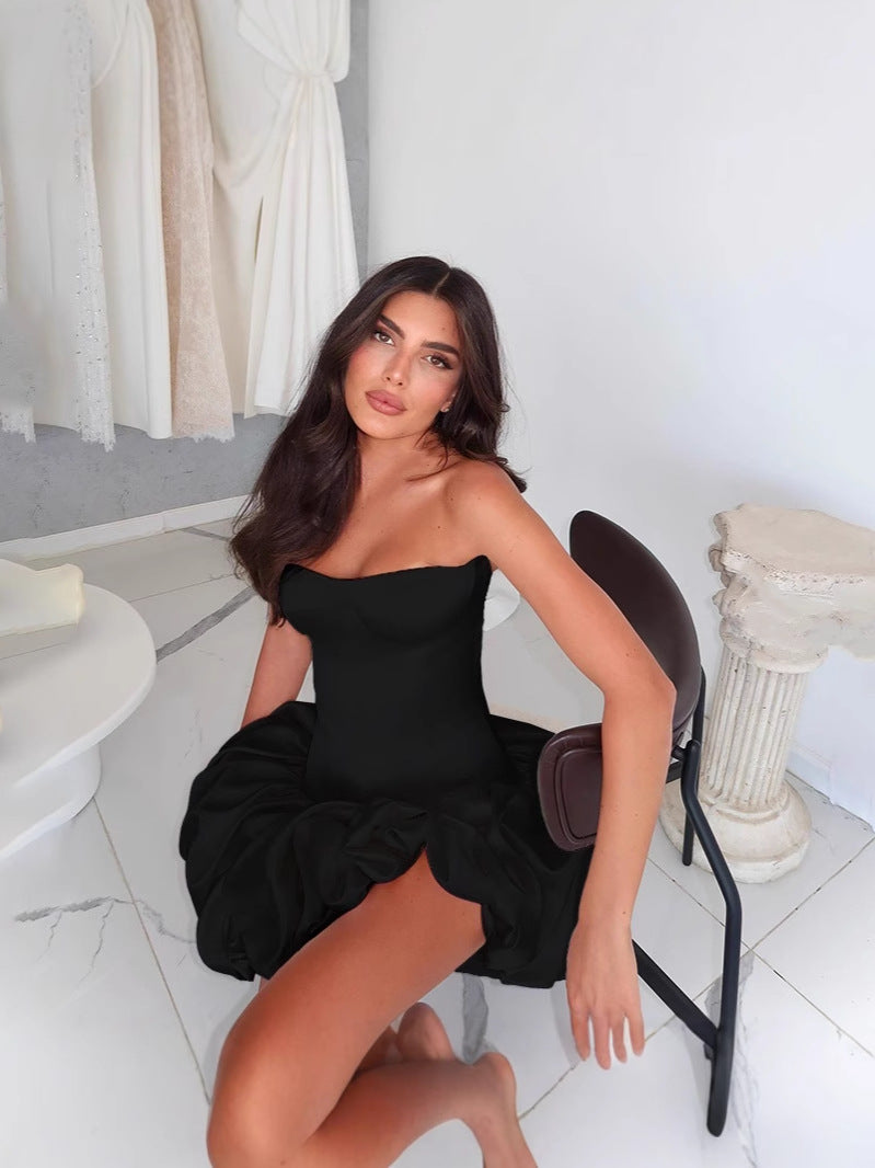 Elegant One-Shoulder Tight Waist Banquet Dress