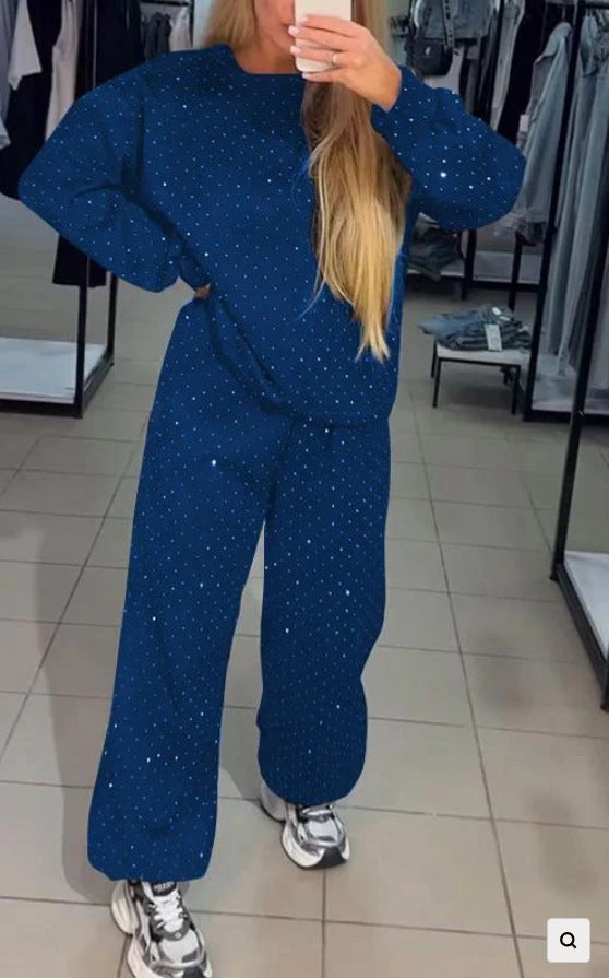 Women's Rhinestone Hoodie Jogger Set