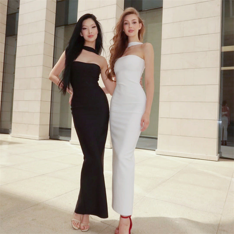 French Style Strapless Backless Long Evening Dress