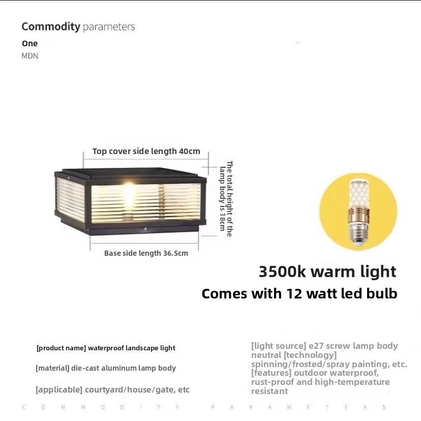 Solar-powered outdoor waterproof post light