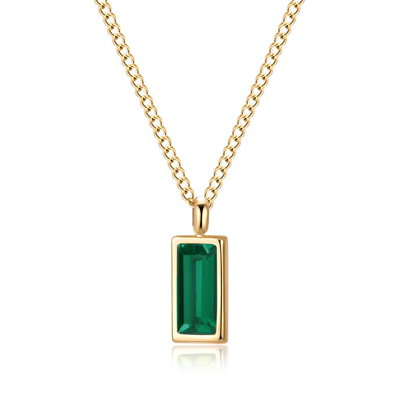 Emerald Square Zircon Necklace