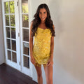 Sequin Floral Backless Short Dress