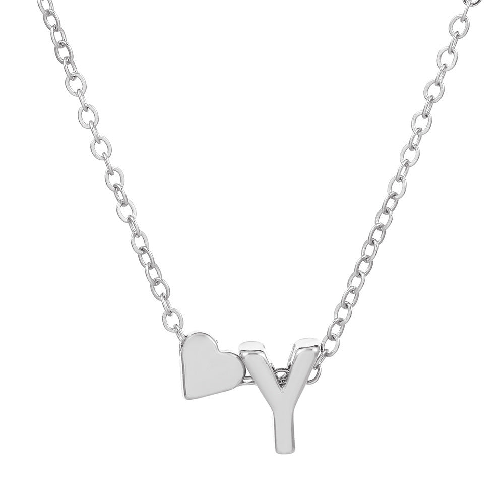 Heart Letter Necklace and Bracelet Set