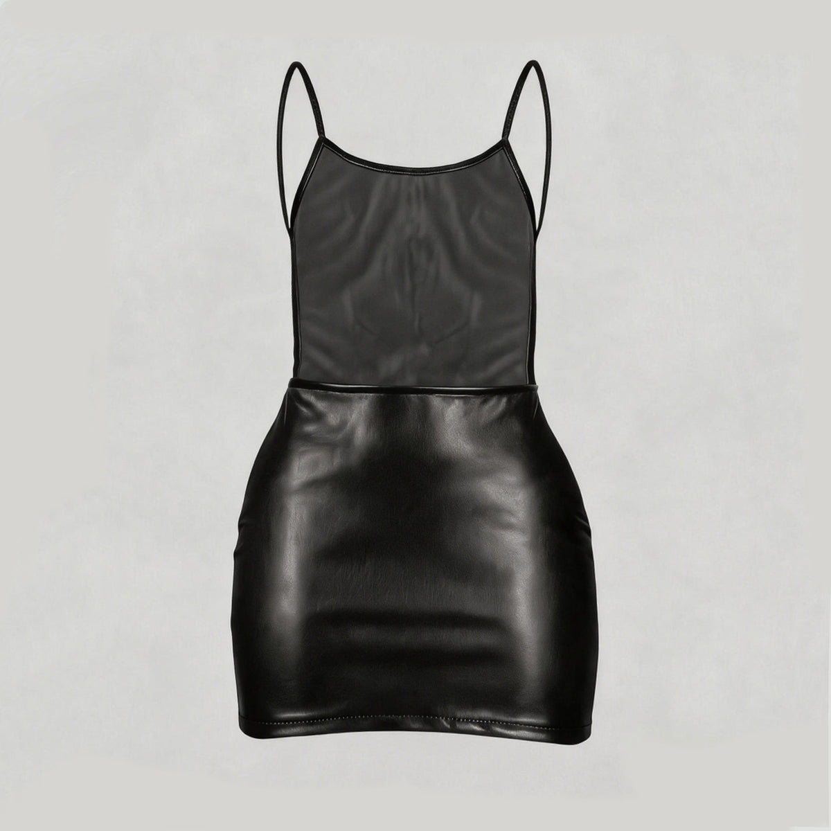 Womens PU Leather Bodycon Dress