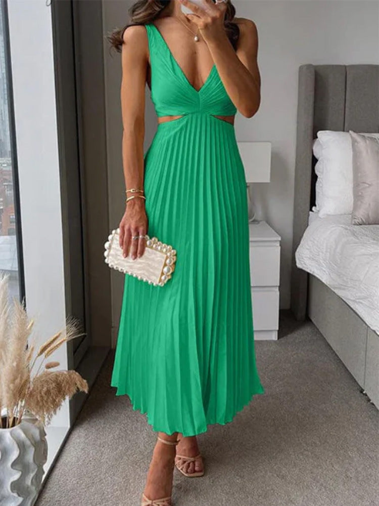 Elegant Pleated Sleeveless Dress