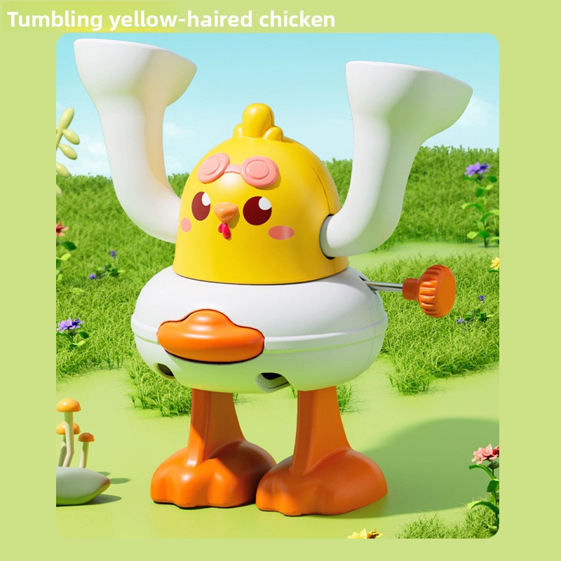 Childrens Wind Up Flipping Duck Chicken Toy