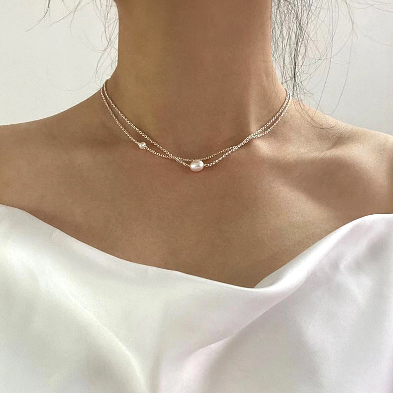 Freshwater Pearl Necklace with 925 Silver Chain