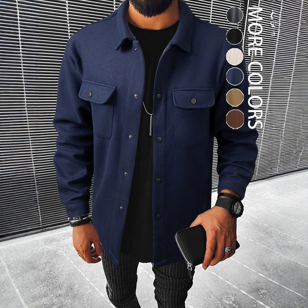 Men's Brushed Polyester Lapel Windproof Casual Jacket