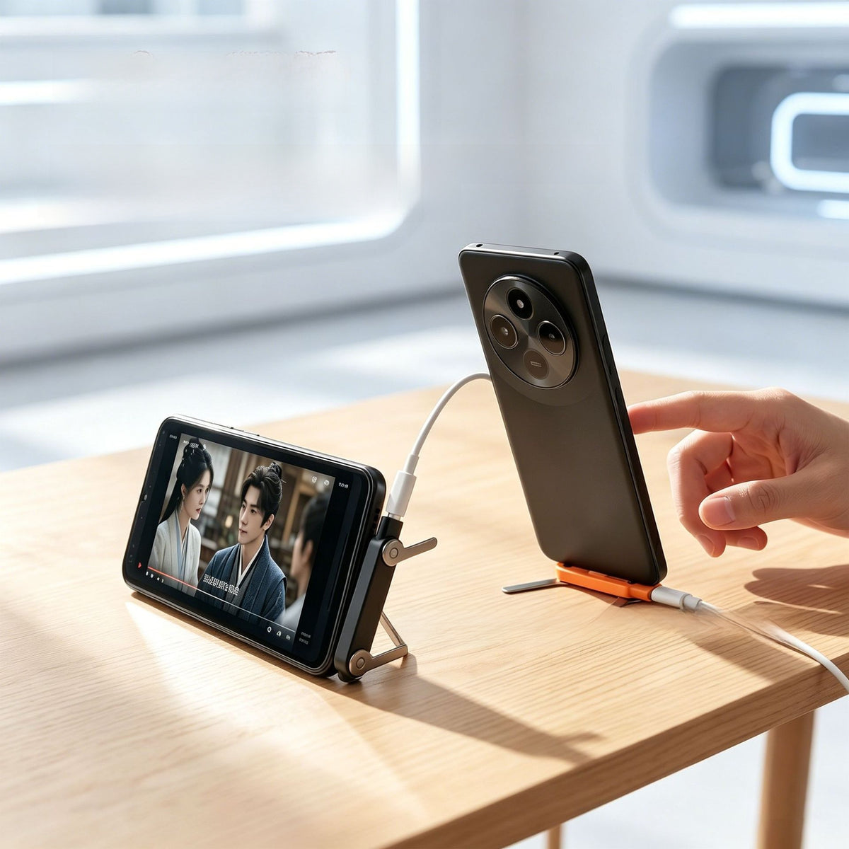 Foldable Type C Phone Holder Charging Adapter