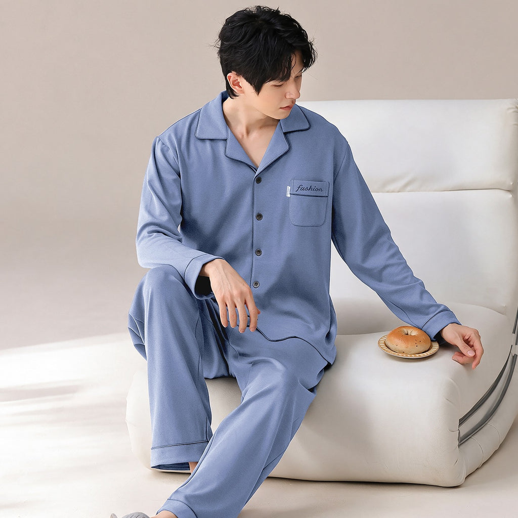 Men's 100% Pure Cotton Long-Sleeve Pajama