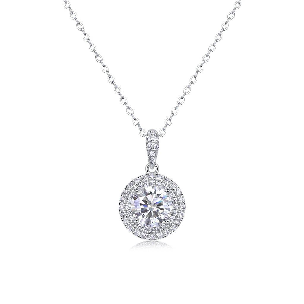 Sterling Silver Moissanite Geometric Pendant Necklace
