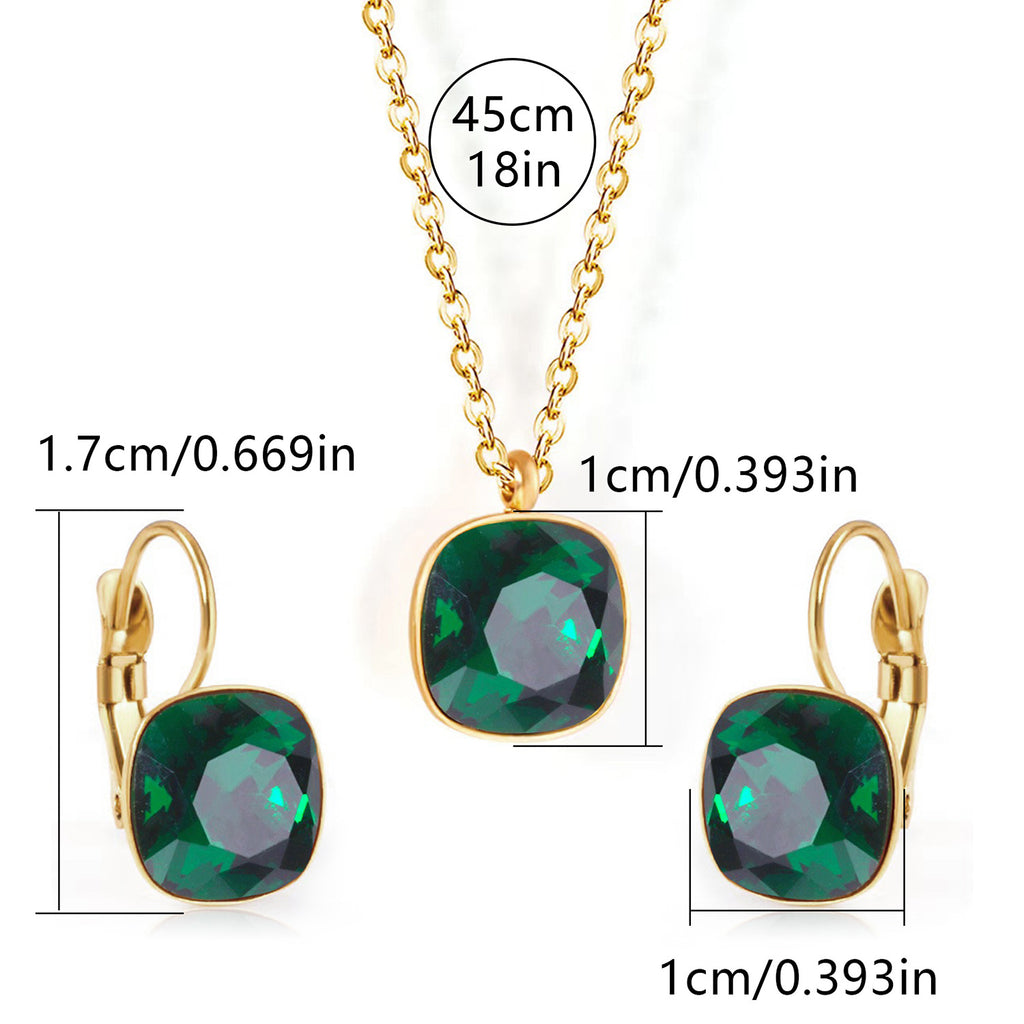 Square Zircon Jewelry with Gold Plated Finish