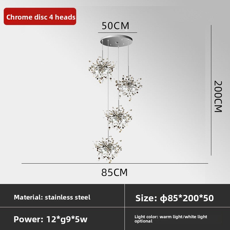 Stainless Steel Decorative Pendant Light Luxury Nordic Chandelier for Living Room Restaurant