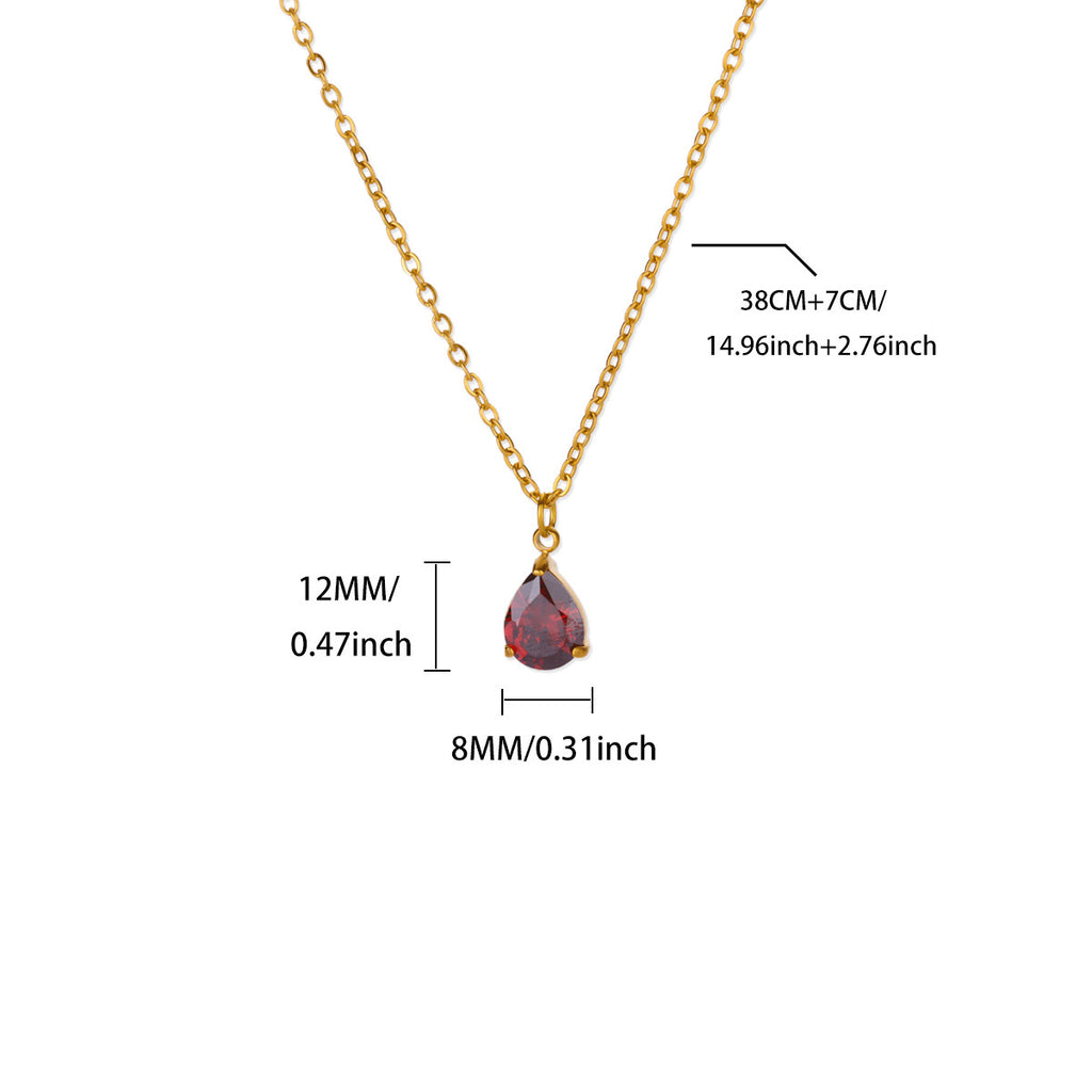 Water Drop Zircon Birthstone Necklace