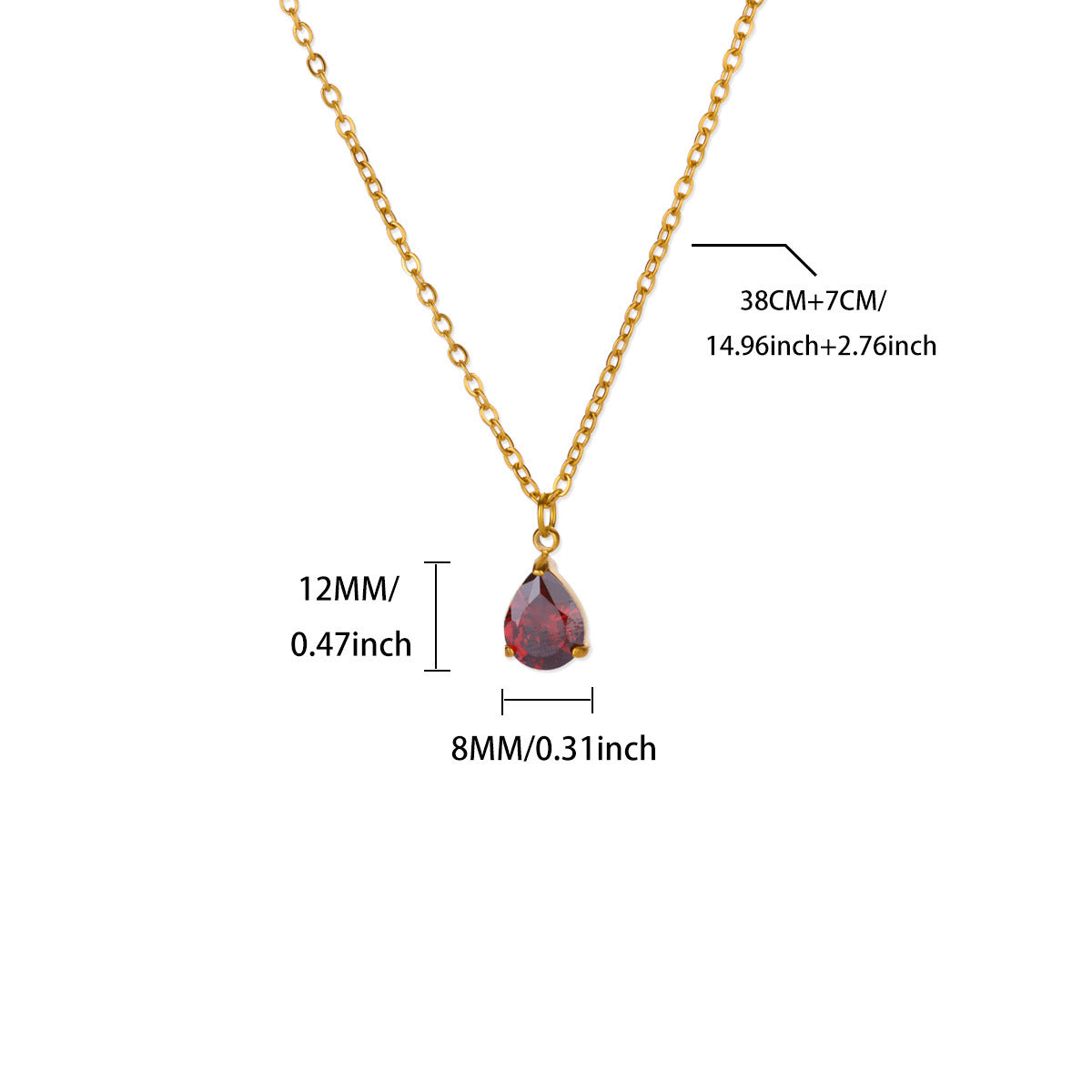 Water Drop Zircon Birthstone Necklace