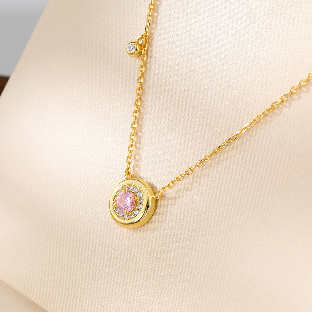 Round Birthstone Zircon Necklace