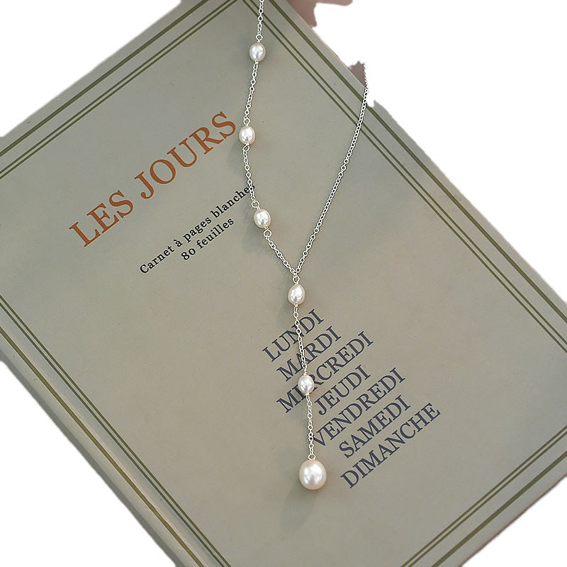 Freshwater Pearl Necklace with 925 Silver Chain