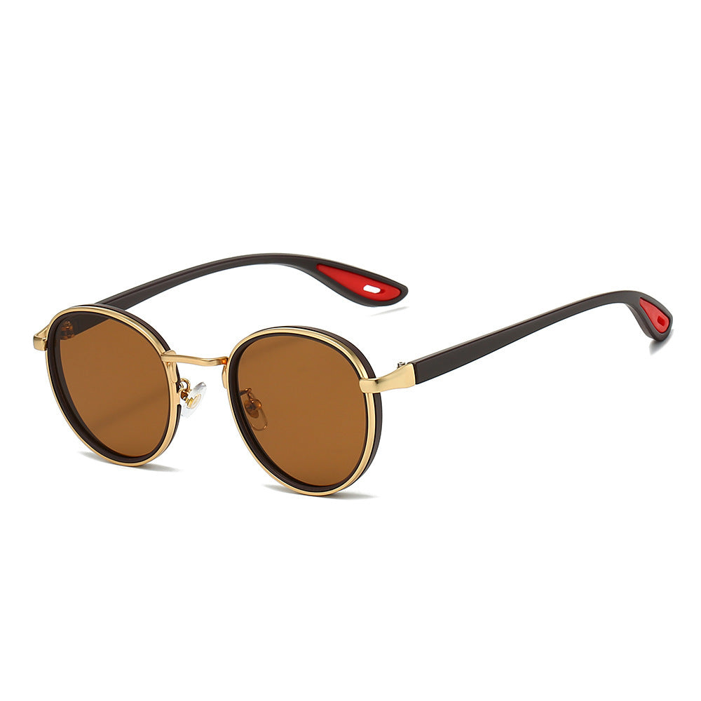 Retro Casual Gold-Rimmed Round Sunglasses