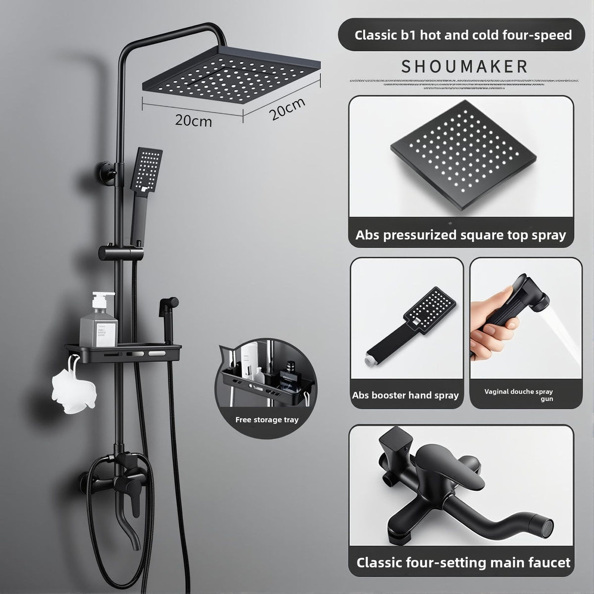 Brass Shower Set with Pressure Boosting Function