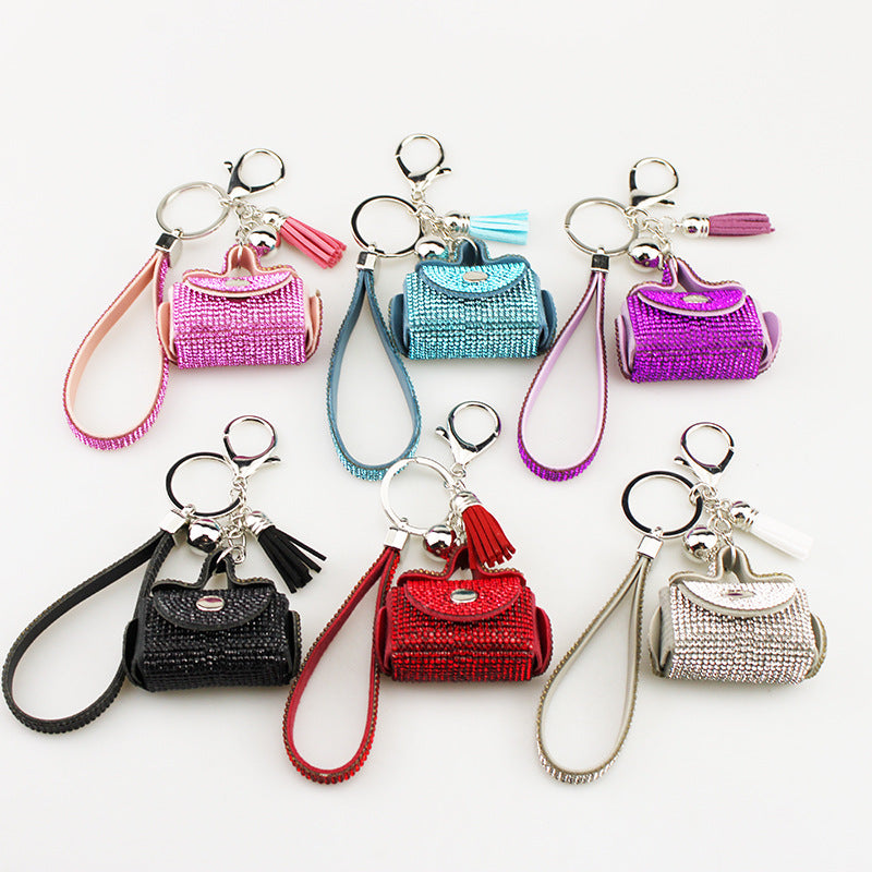 Rhinestone Mini Purse Keychain Coin Pill Earphone Holder Bag