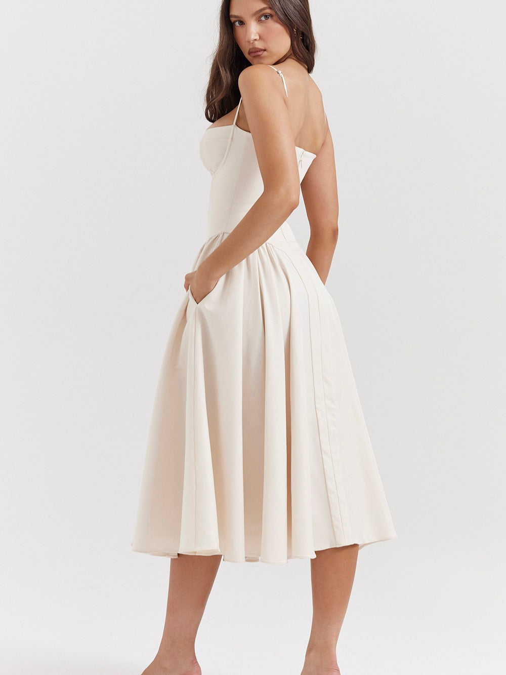 Suspender Mid-Length Dress with Chest Support