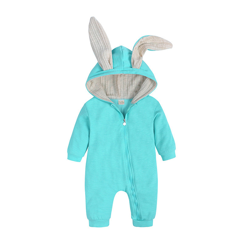 Baby Rabbit Ear Hooded Jumpsuit Cotton Romper