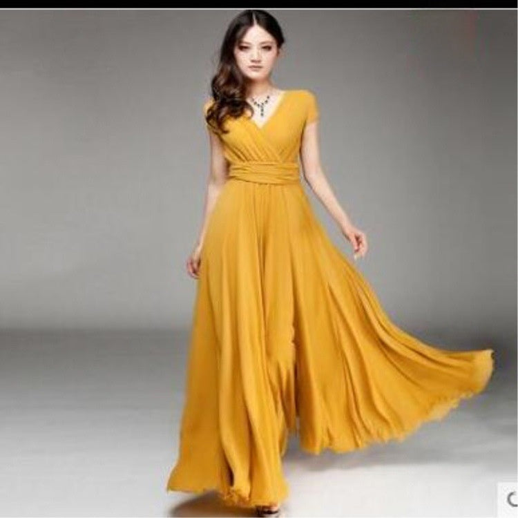 Bohemian V-Neck Chiffon Dress