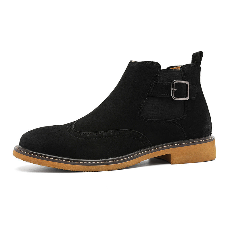 Mens Brogue Chelsea Leather Boots