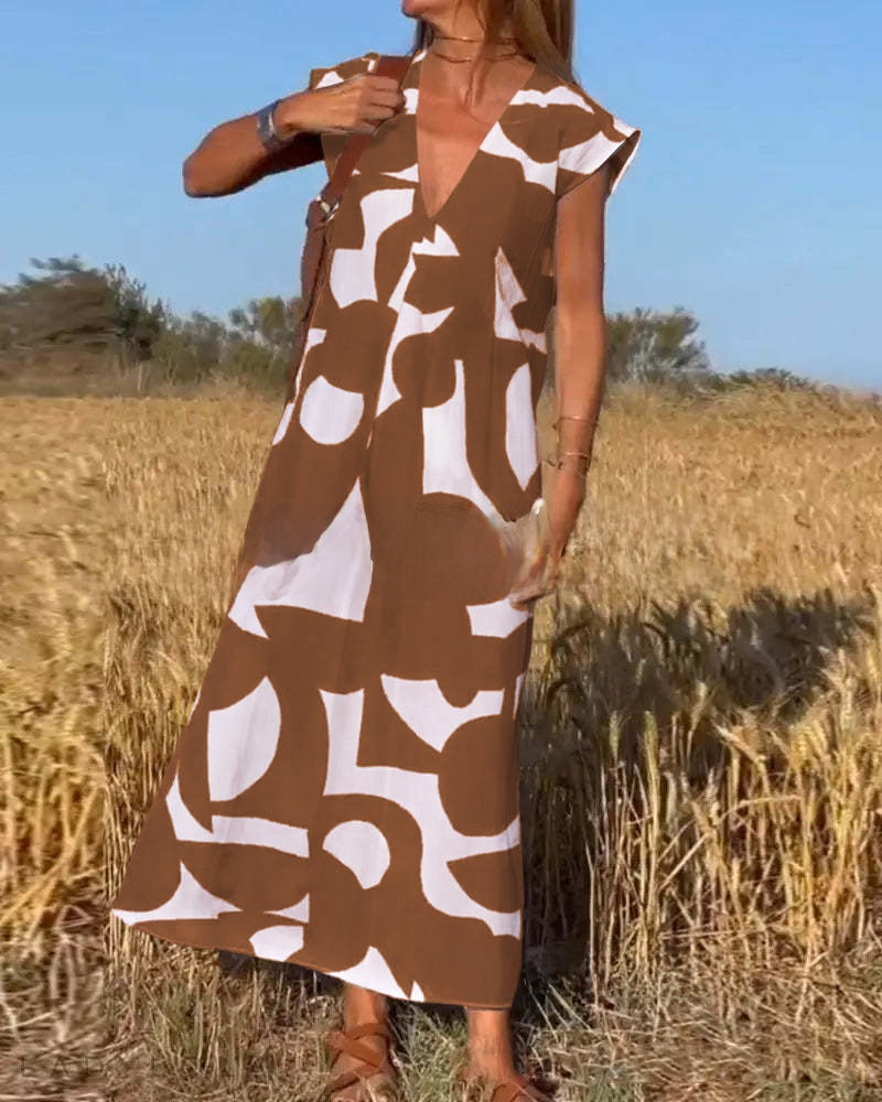 Women's Summer V-Neck Sleeveless A-Line Long Dress