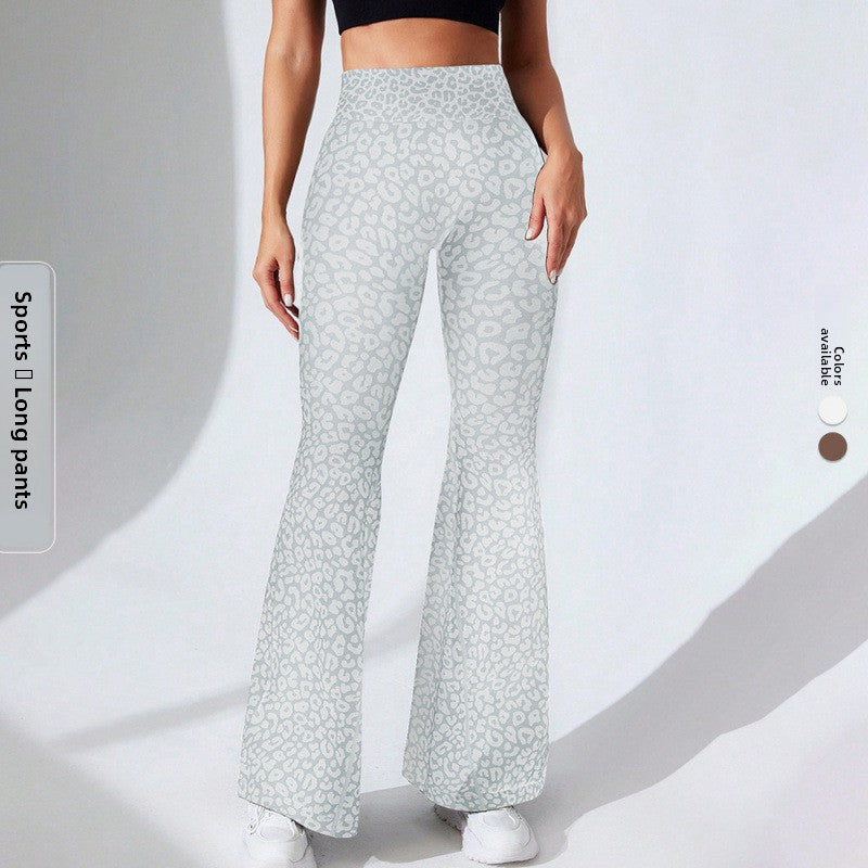 Women's High-Waisted Leopard Print Flared Yoga Pants