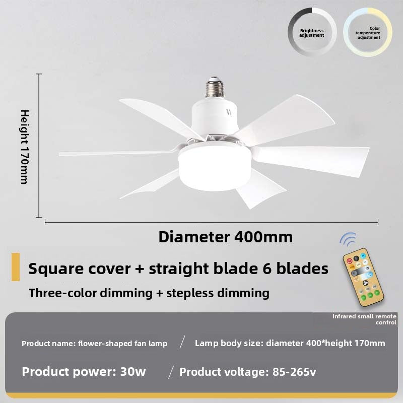 E27 Screw Ceiling Fan Lamp with Detachable Blades Remote Control