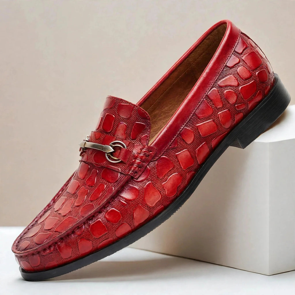Men's Business Casual Loafers with Crocodile Pattern