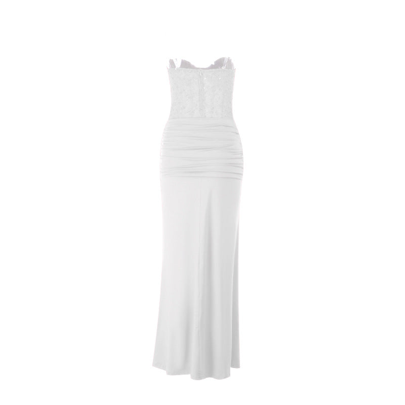 Elegant Ribbon Tube Top Evening Dress