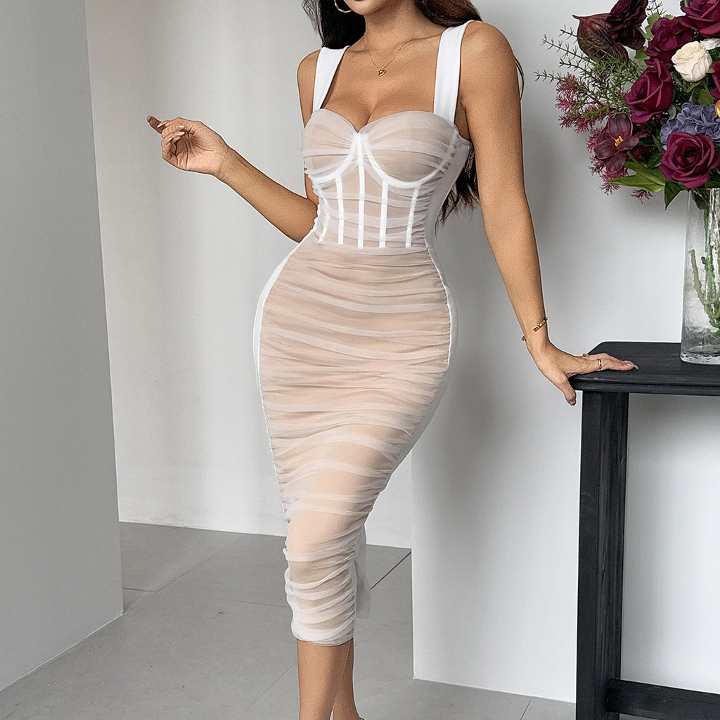 Splicing Mesh Bodycon Dress