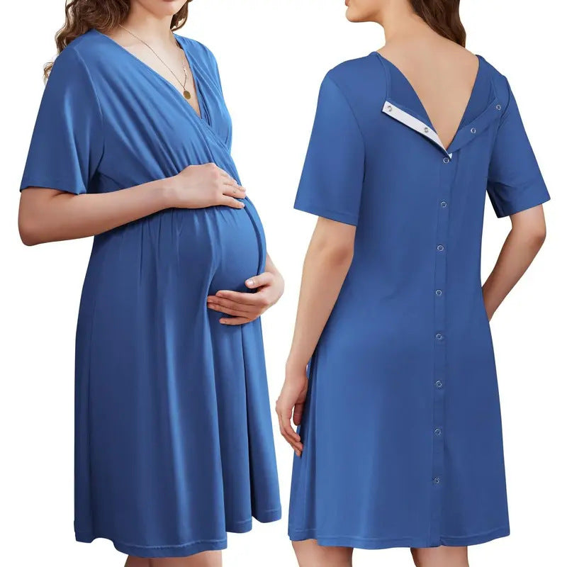 Loose V-Neck Short Sleeve Dress