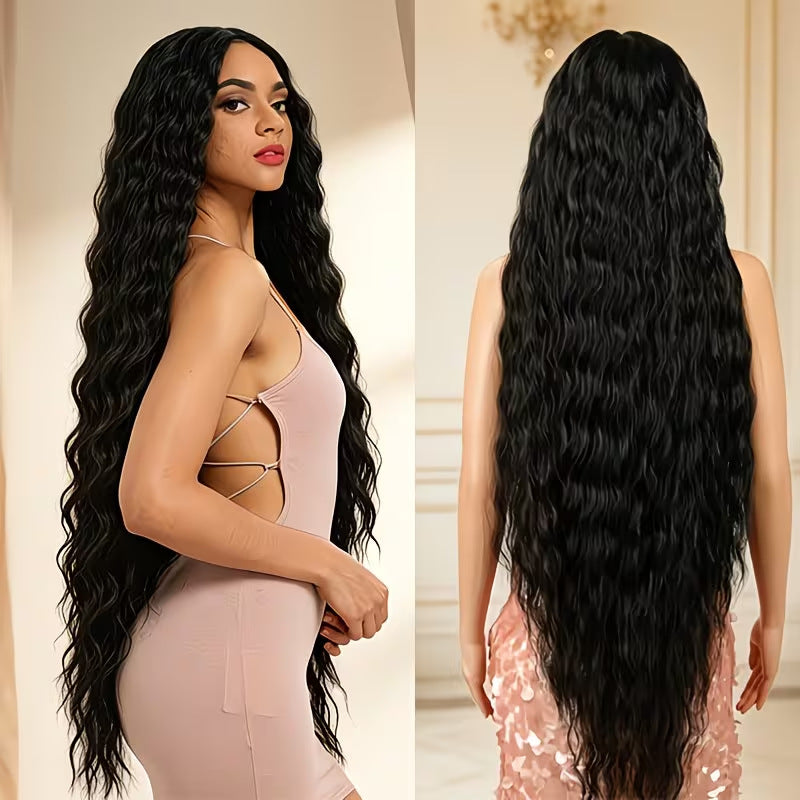 Long Synthetic Wig with Corn Wave Texture