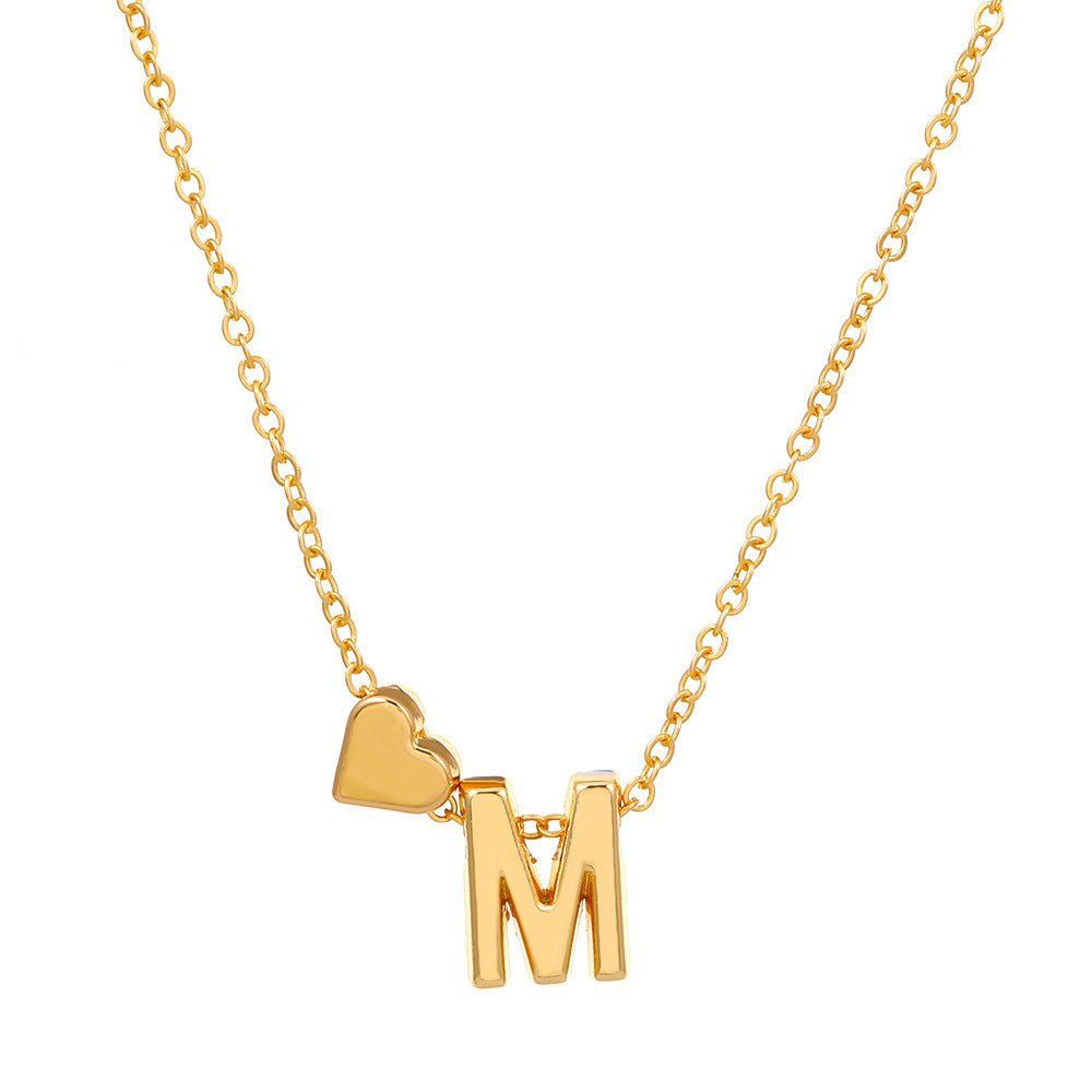 Heart Letter Necklace and Bracelet Set