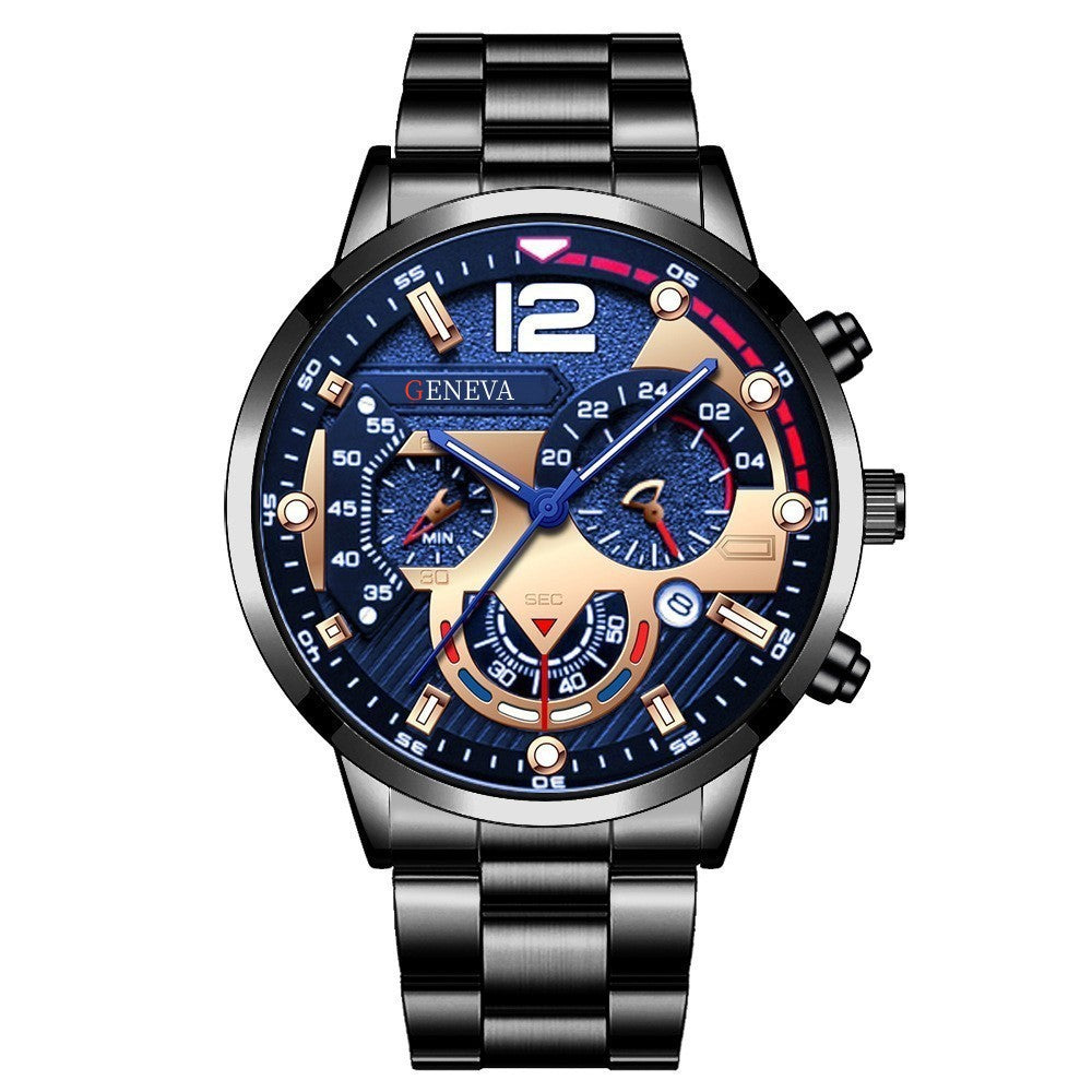 Men's Fashion Stainless Steel Quartz Wrist Watch with Calendar