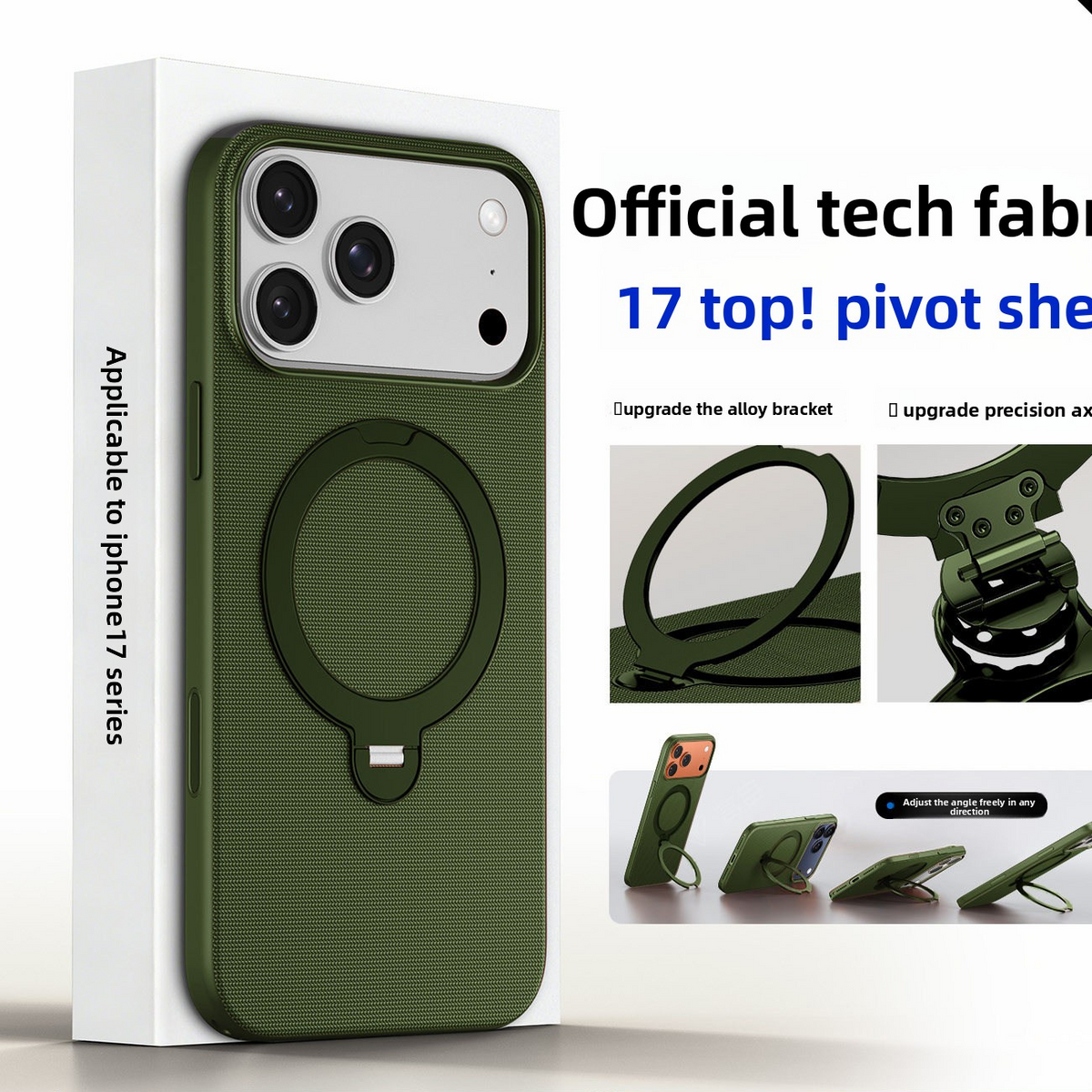Magnetic Phone Case with Rotating Stand and Camera Button