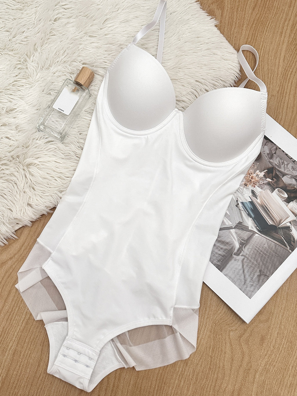 Thong-style one-piece shaping garment